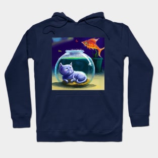 Blue Cat Dreams of Trading Places with a Goldfish Hoodie